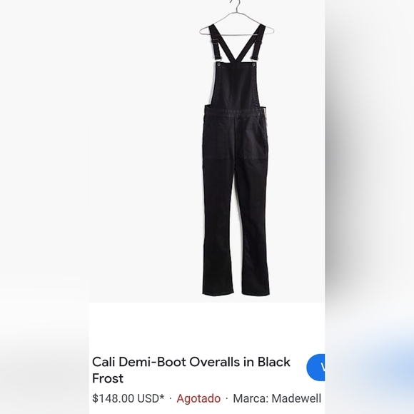 Madewell Cali Demi-Boot Overalls in Black Frost Size Small - Picture 16 of 16